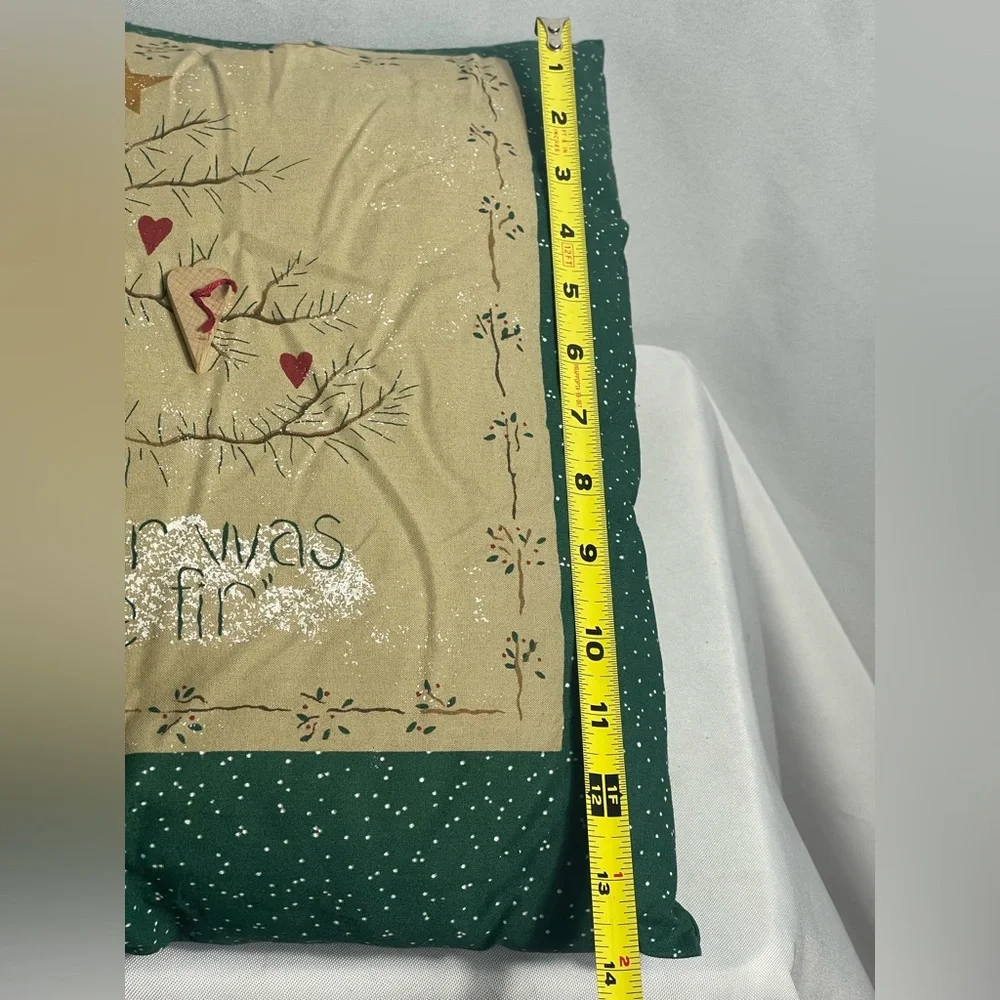 Handmade Christmas Pillow “My Father Was a Noble Fir” Folk Art Primitive 16x16
